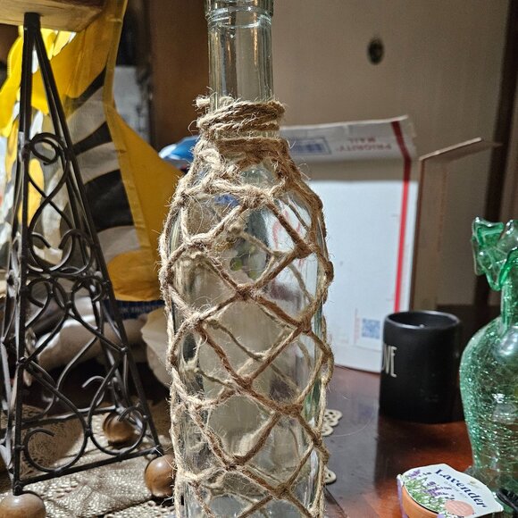 Glass Bottle with Burlap Rope Detail - Picture 1 of 1